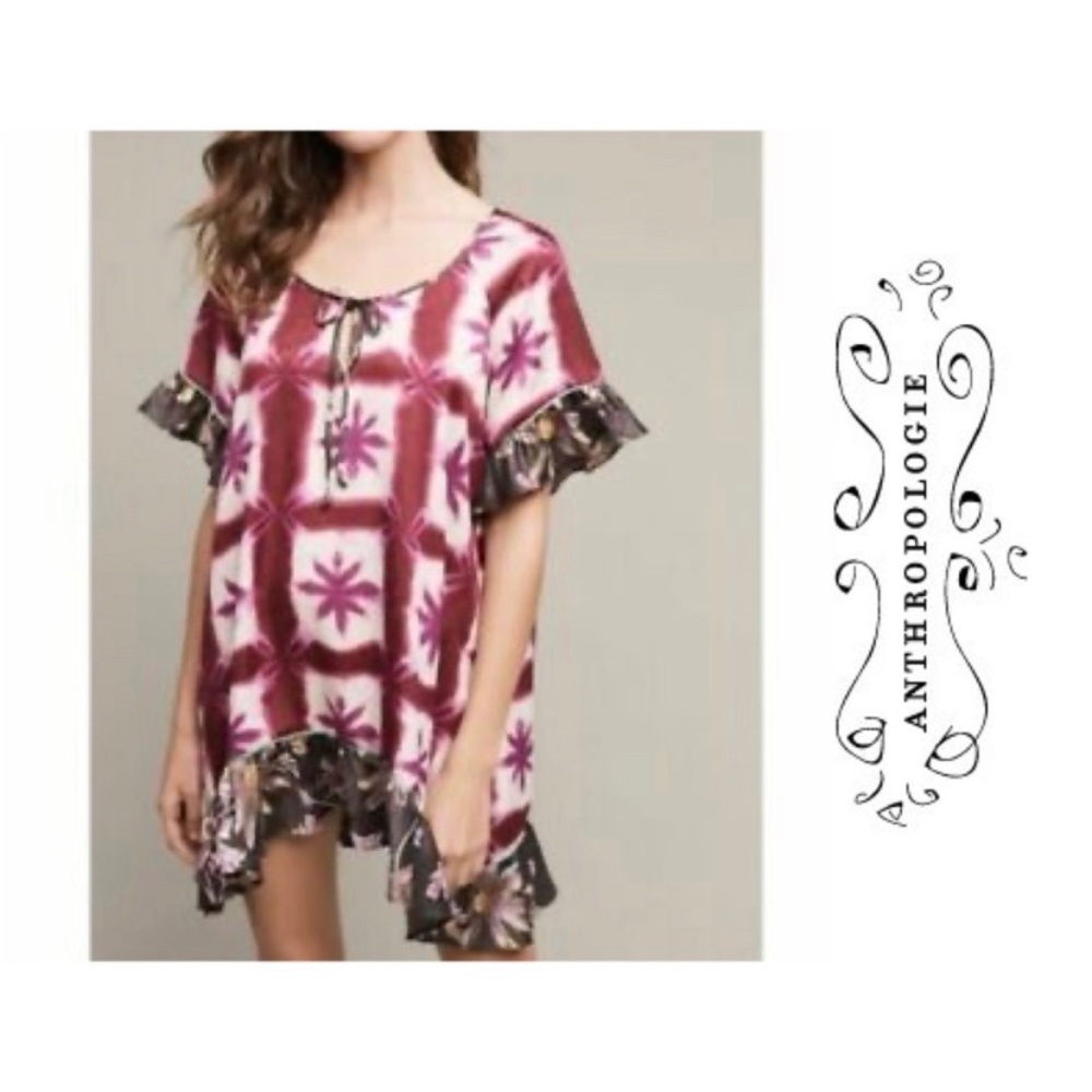 Anthropology Eloise silk mini dress Vneck